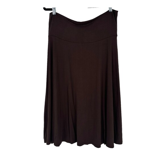 Lock & Love Womens Brown Midi Skirt Size XL A-Line Modal Soft Knit Pull On Boho - Picture 1 of 7